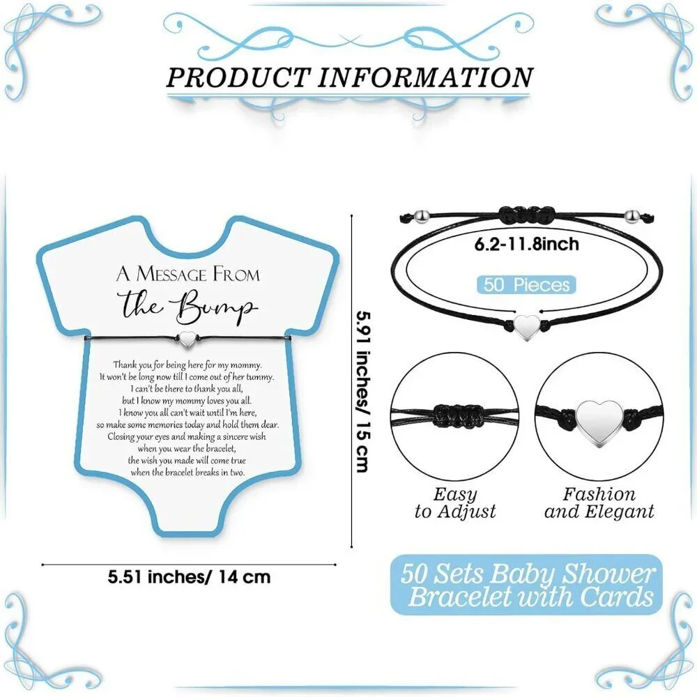 Baby Shower Favors Heart Bracelets Gift Sets for Guests Gender Reveal Party